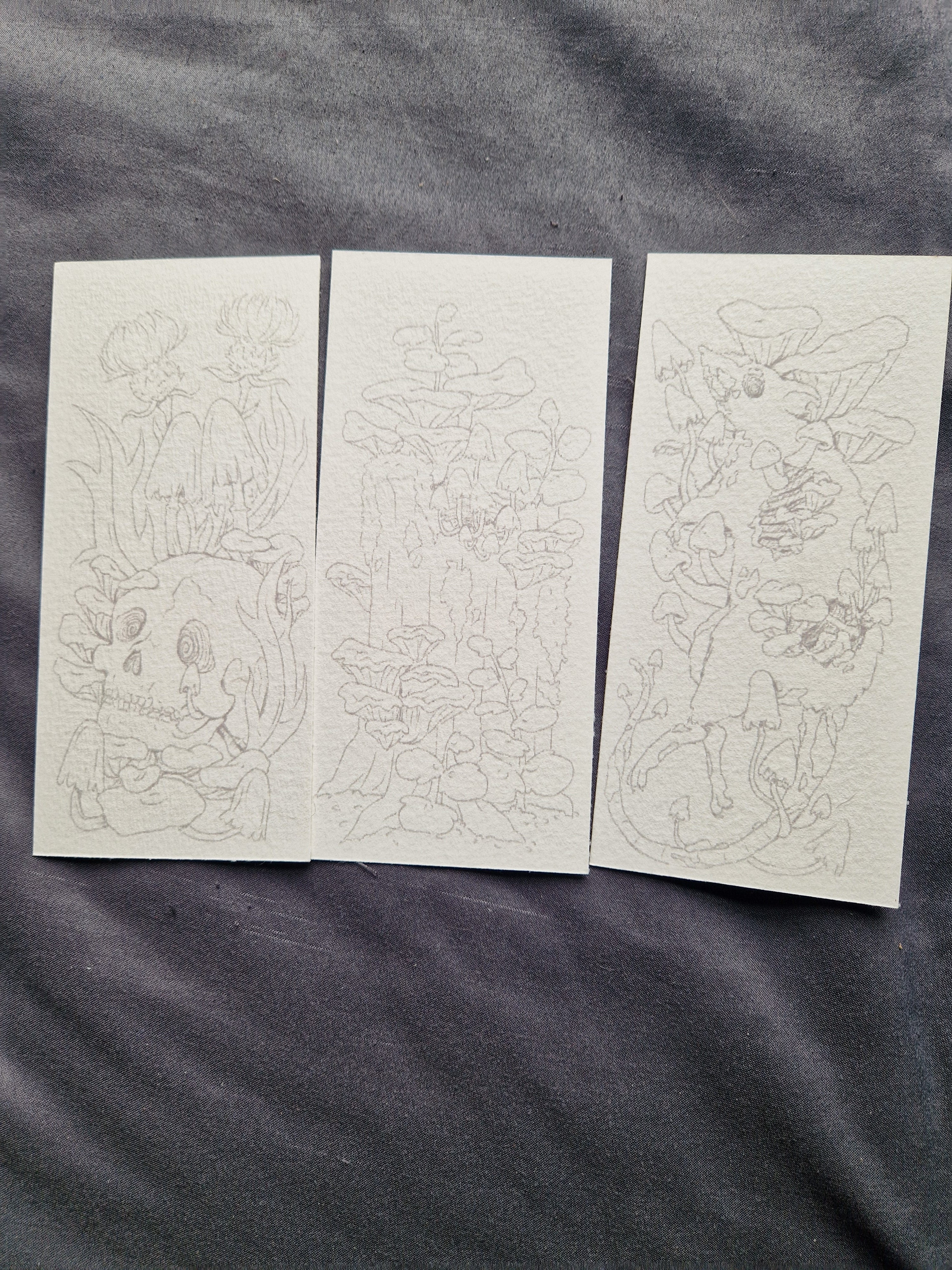 Triptych of Decay - colouring bookmarks