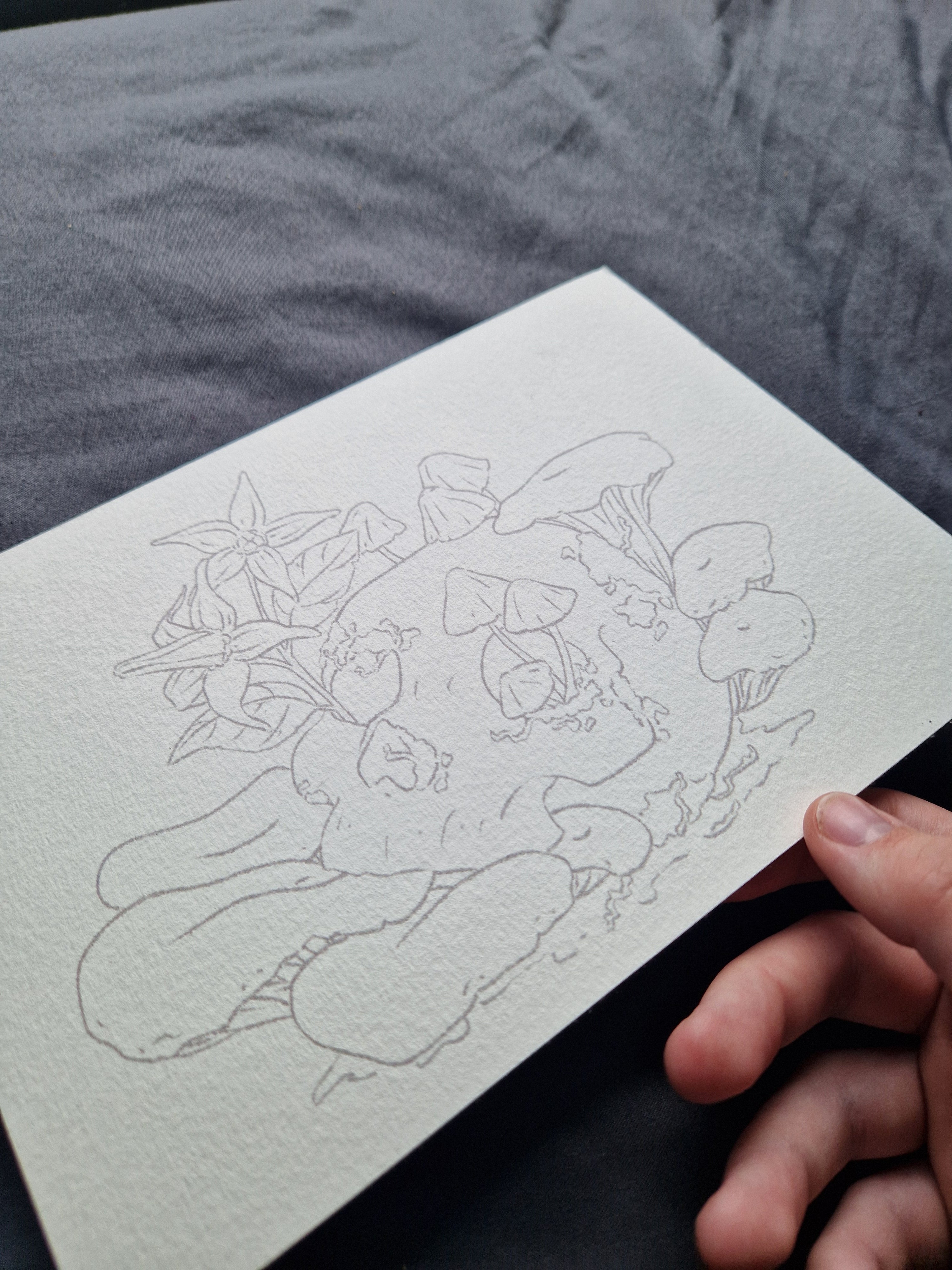 Skull and Mushrooms - colouring print