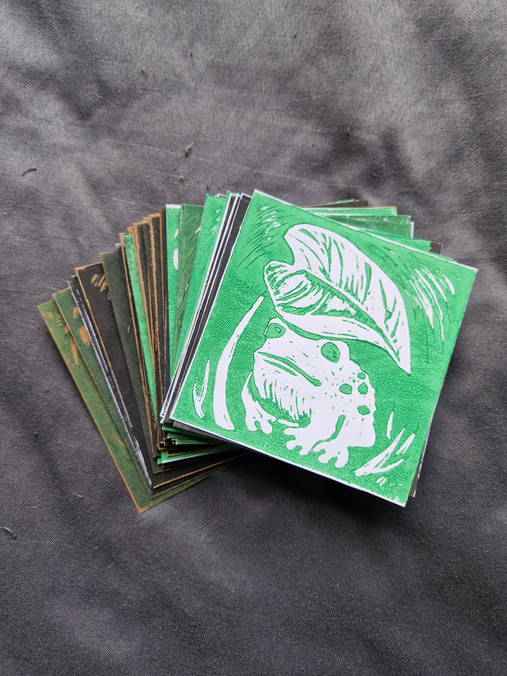 Little Frog - lino print