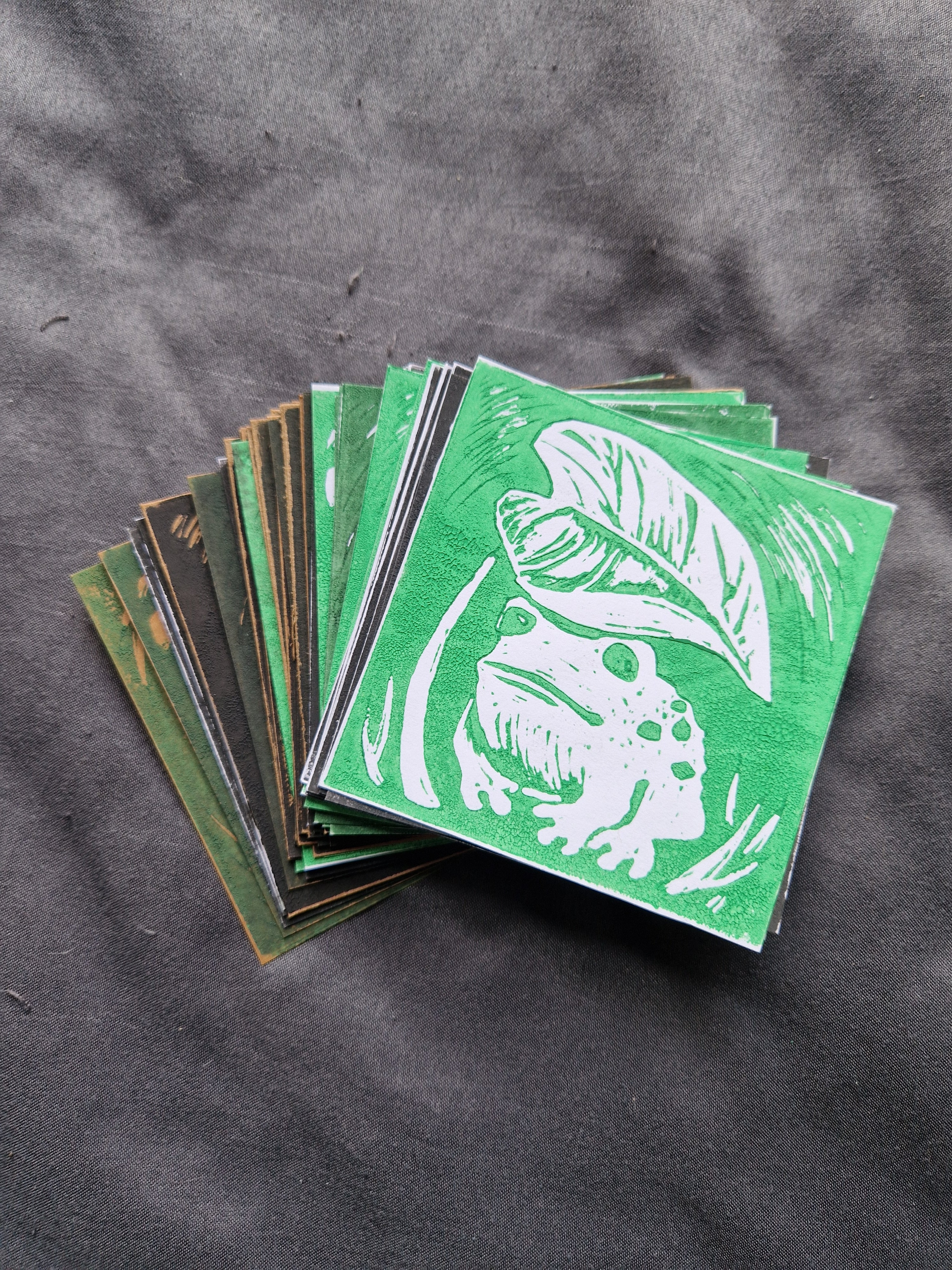 Little Frog - lino print