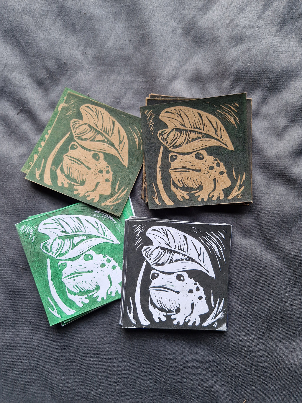 Little Frog - lino print