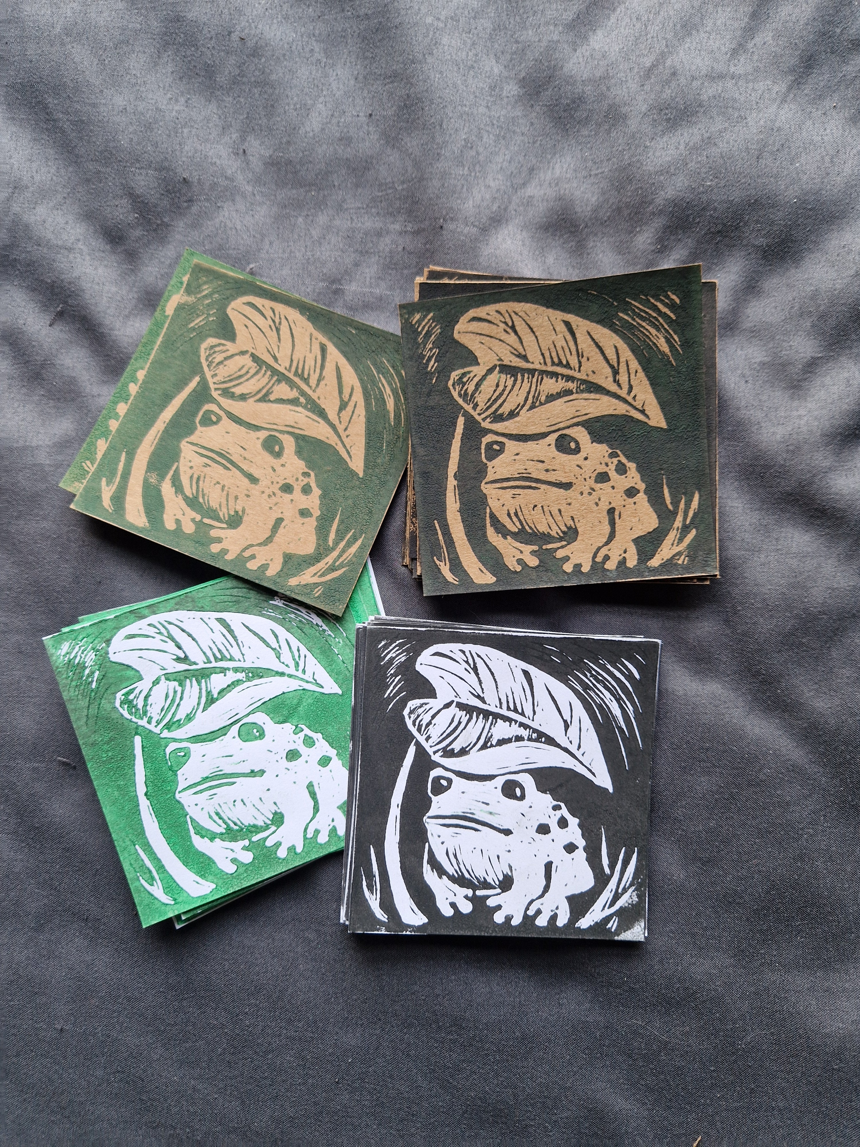 Little Frog - lino print