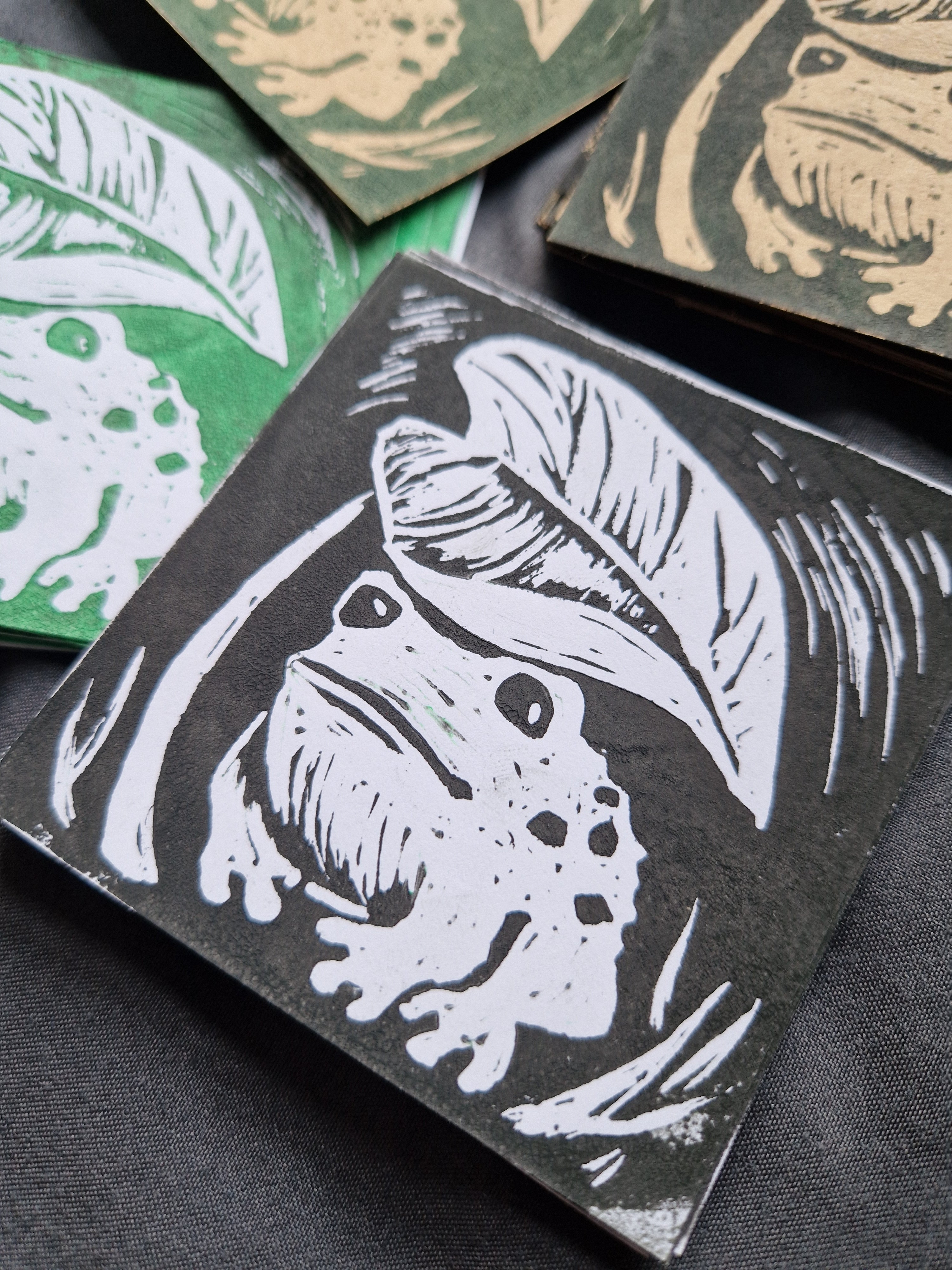 Little Frog - lino print