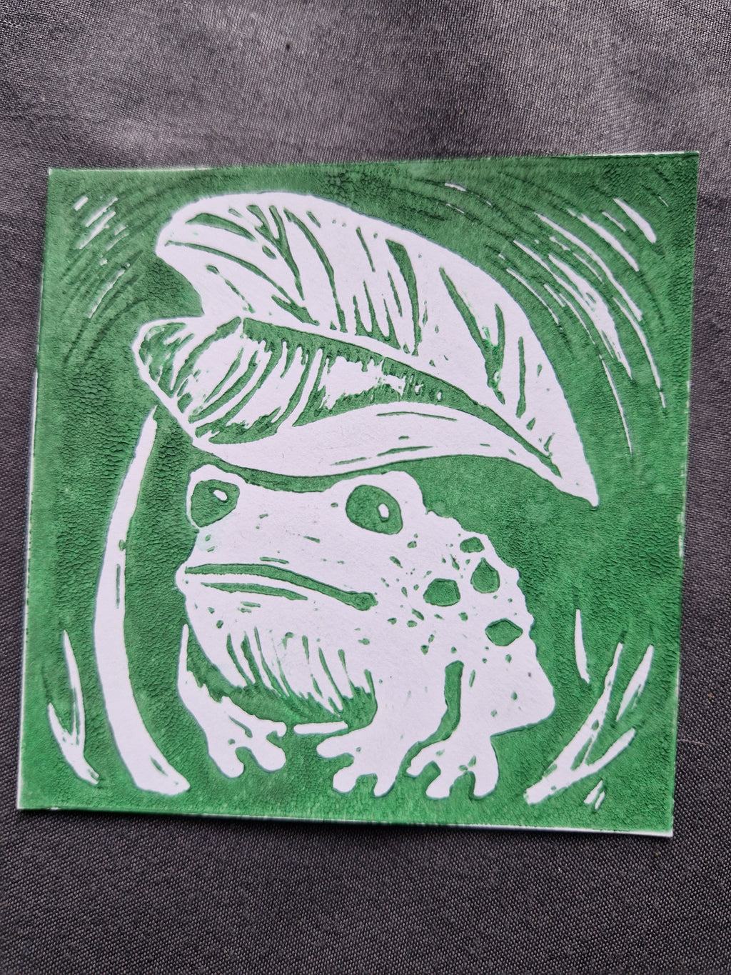 Little Frog - lino print