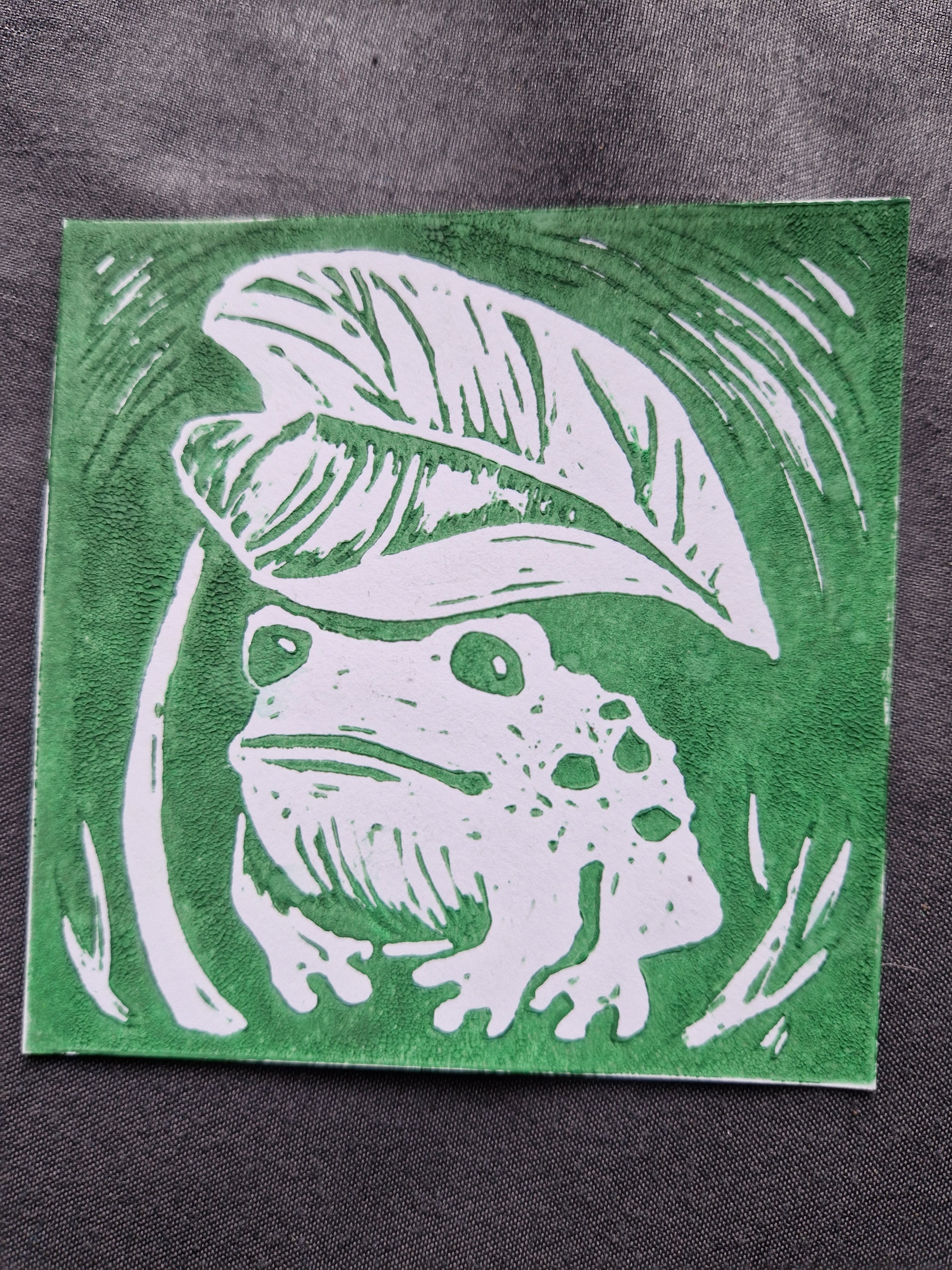 Little Frog - lino print