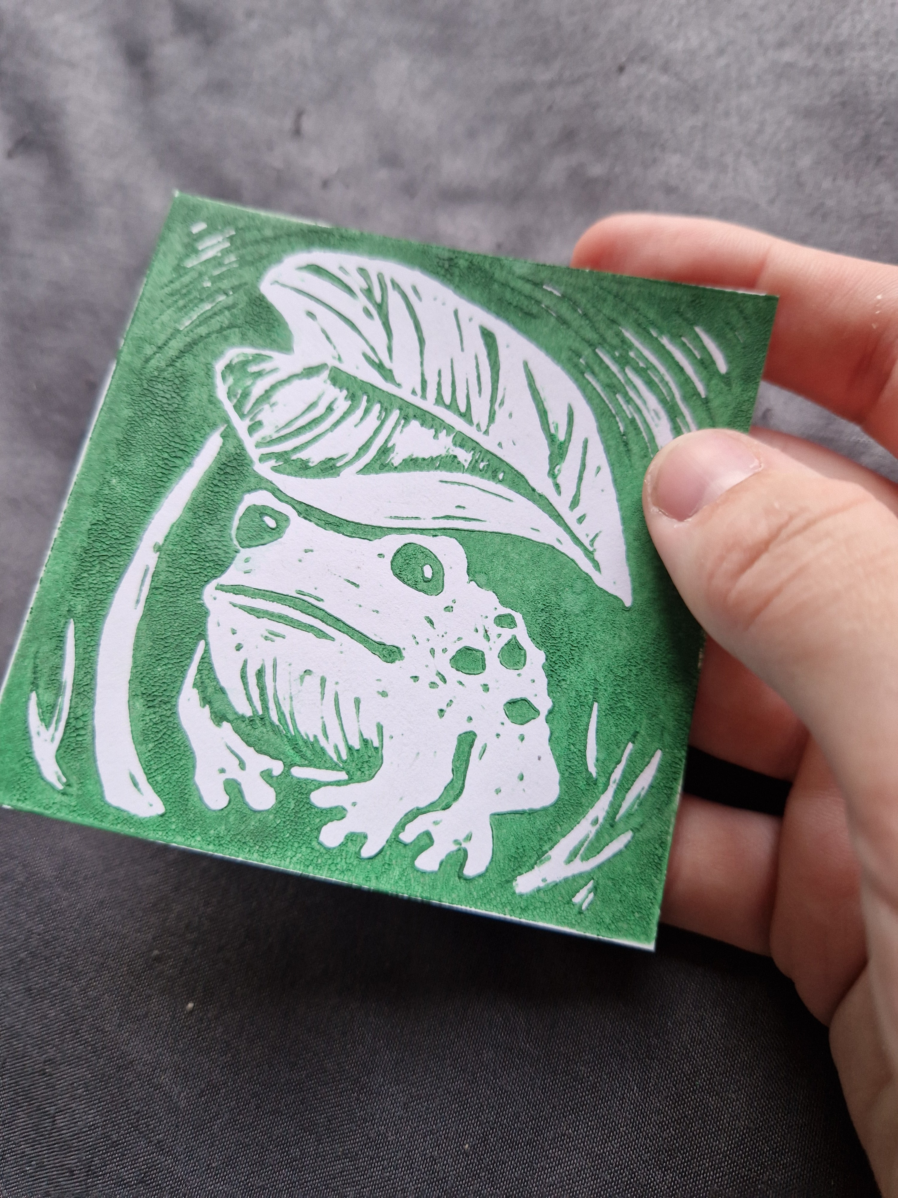 Little Frog - lino print
