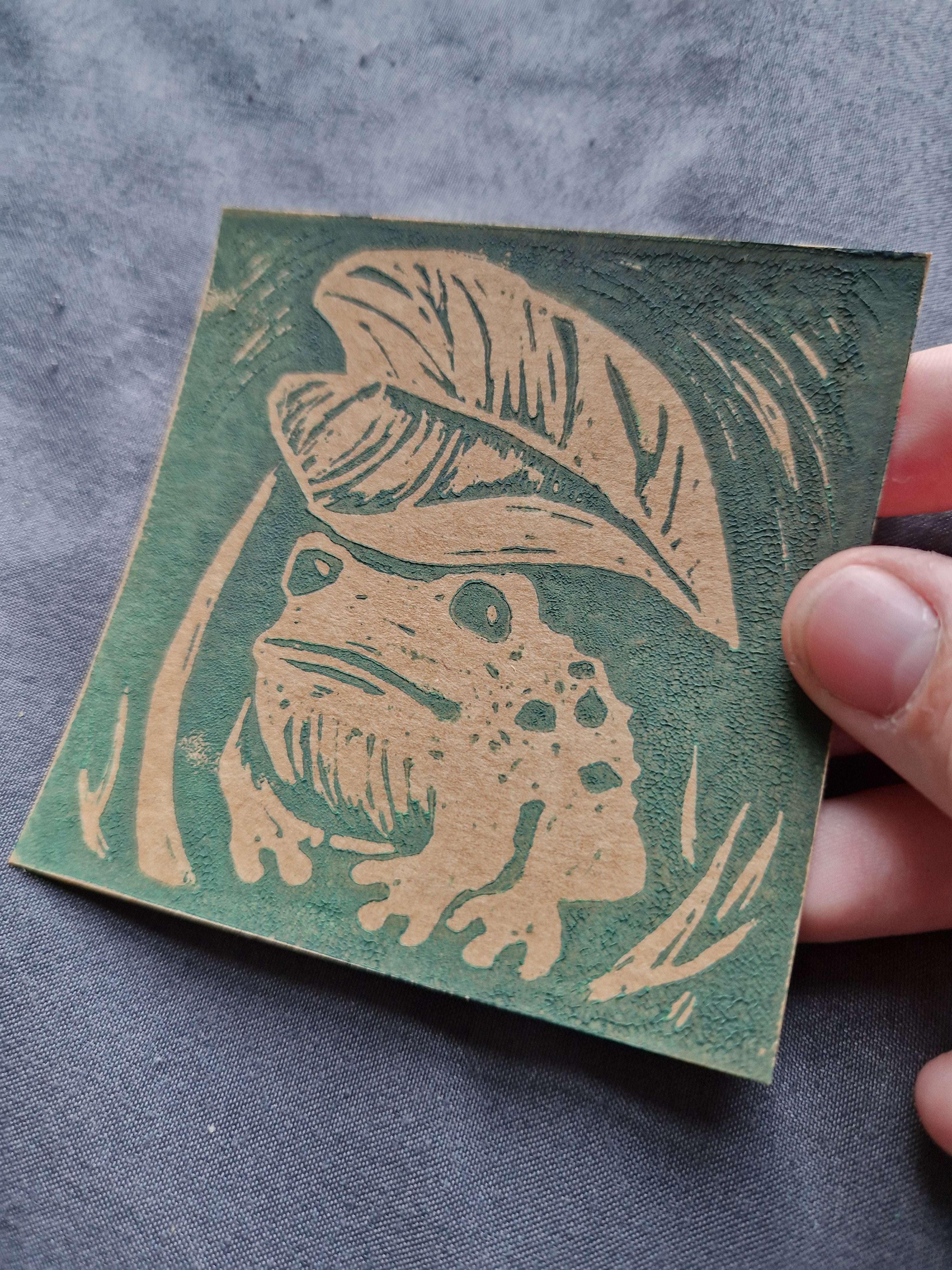 Little Frog - lino print