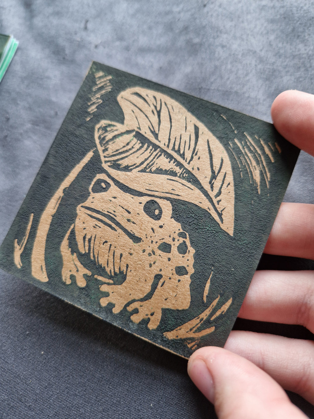 Little Frog - lino print