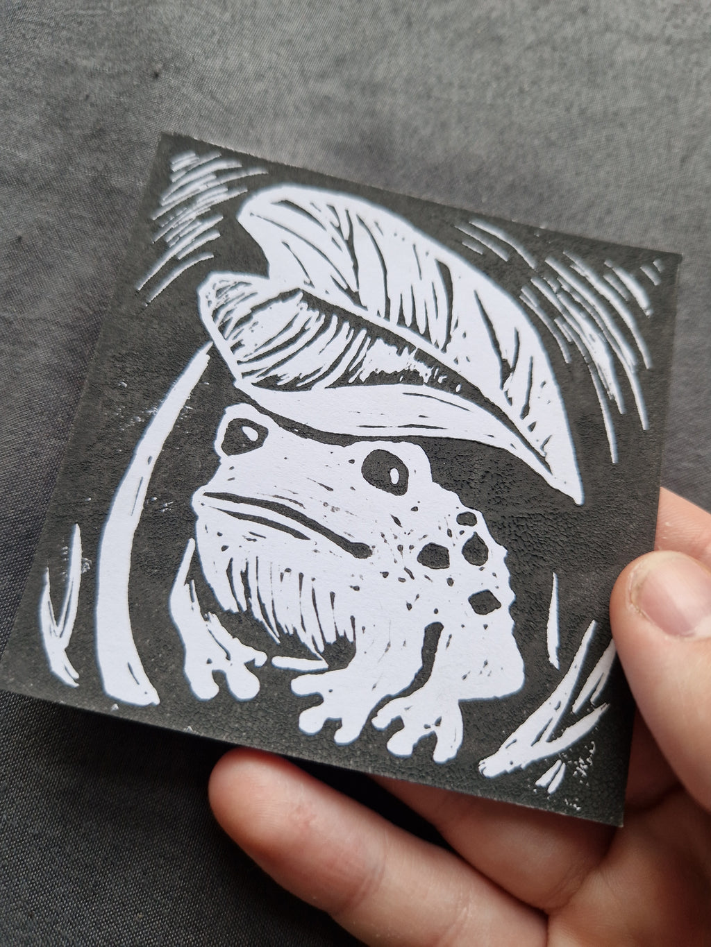 Little Frog - lino print