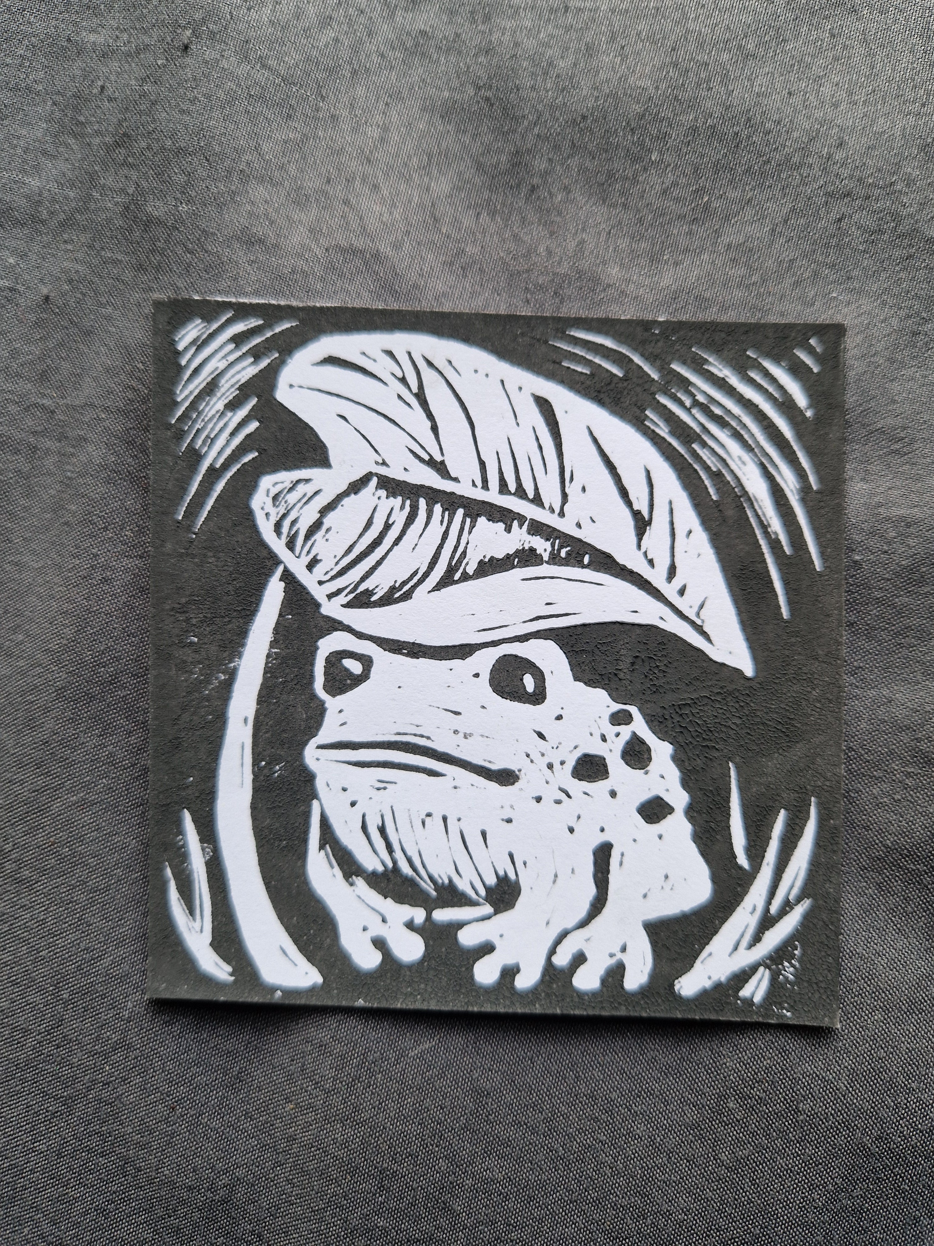 Little Frog - lino print