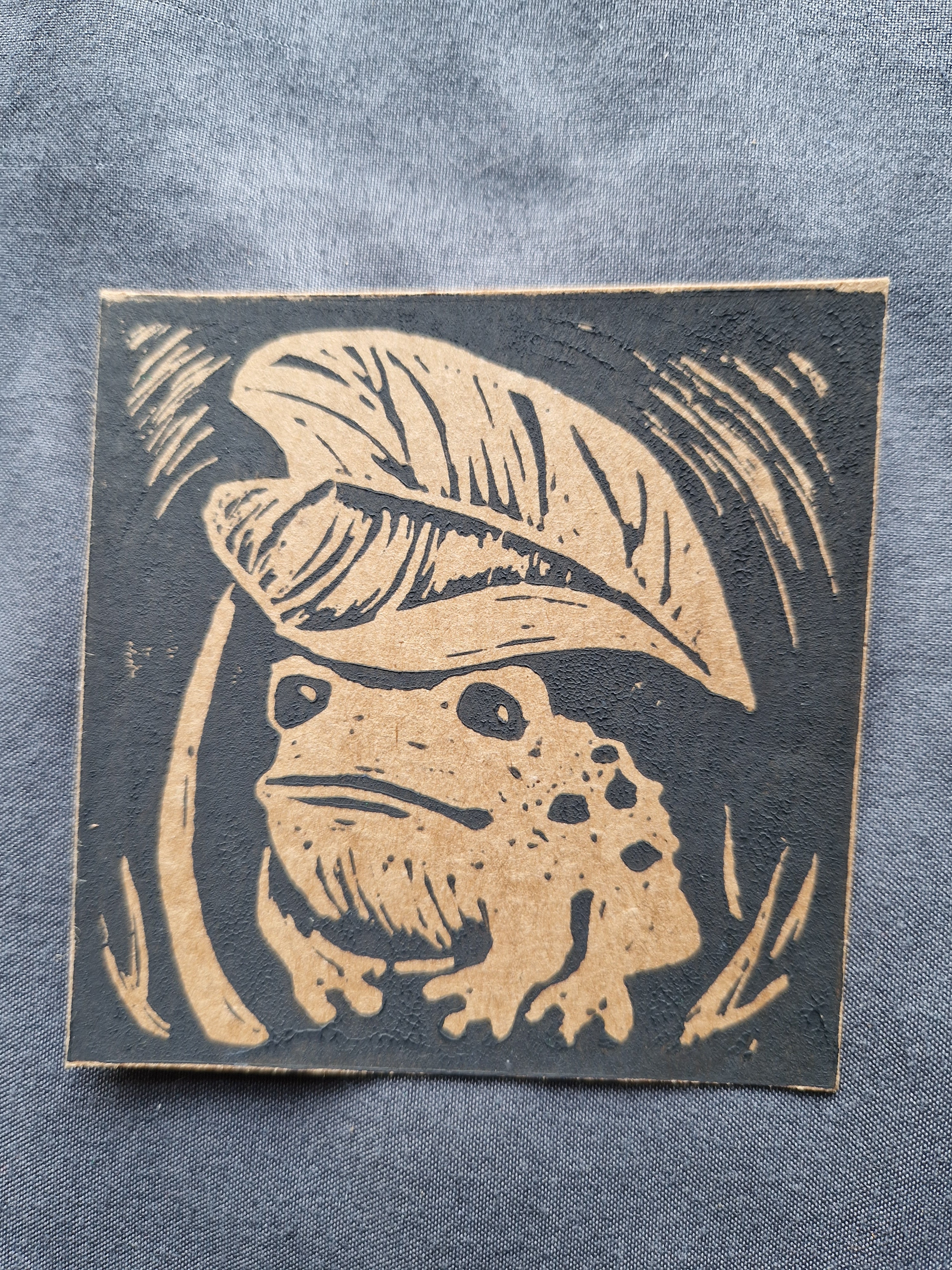 Little Frog - lino print